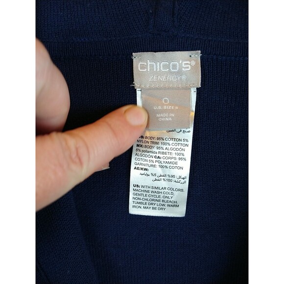 Chico's Zenergy Longline Hooded Jacket Reversible Blue Women’s Small Cardigan - Picture 3 of 11